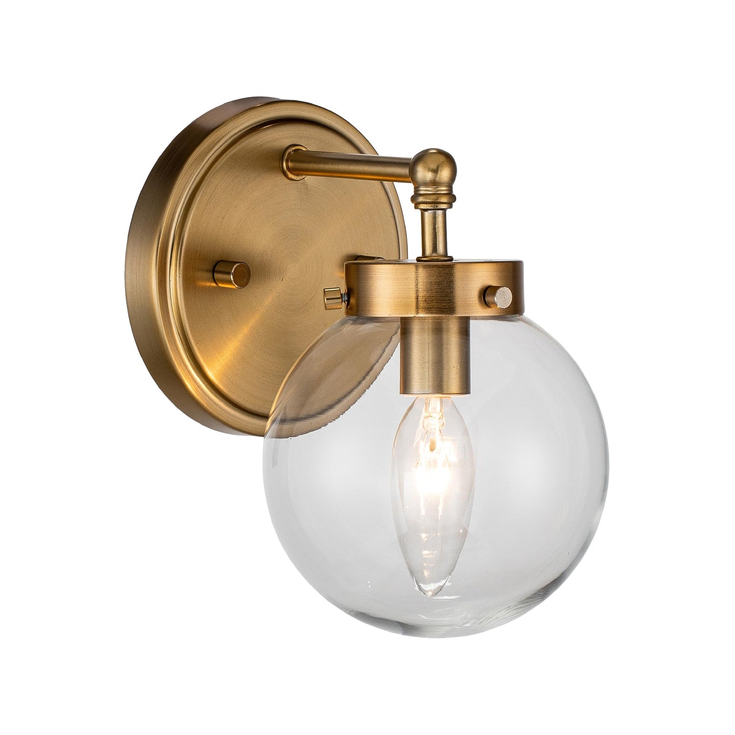 Aspen Creative 62338-13-1, One-Light Metal Bathroom Vanity Wall Light Fixture, 5" Wide, Transitional Design in Warm Brass