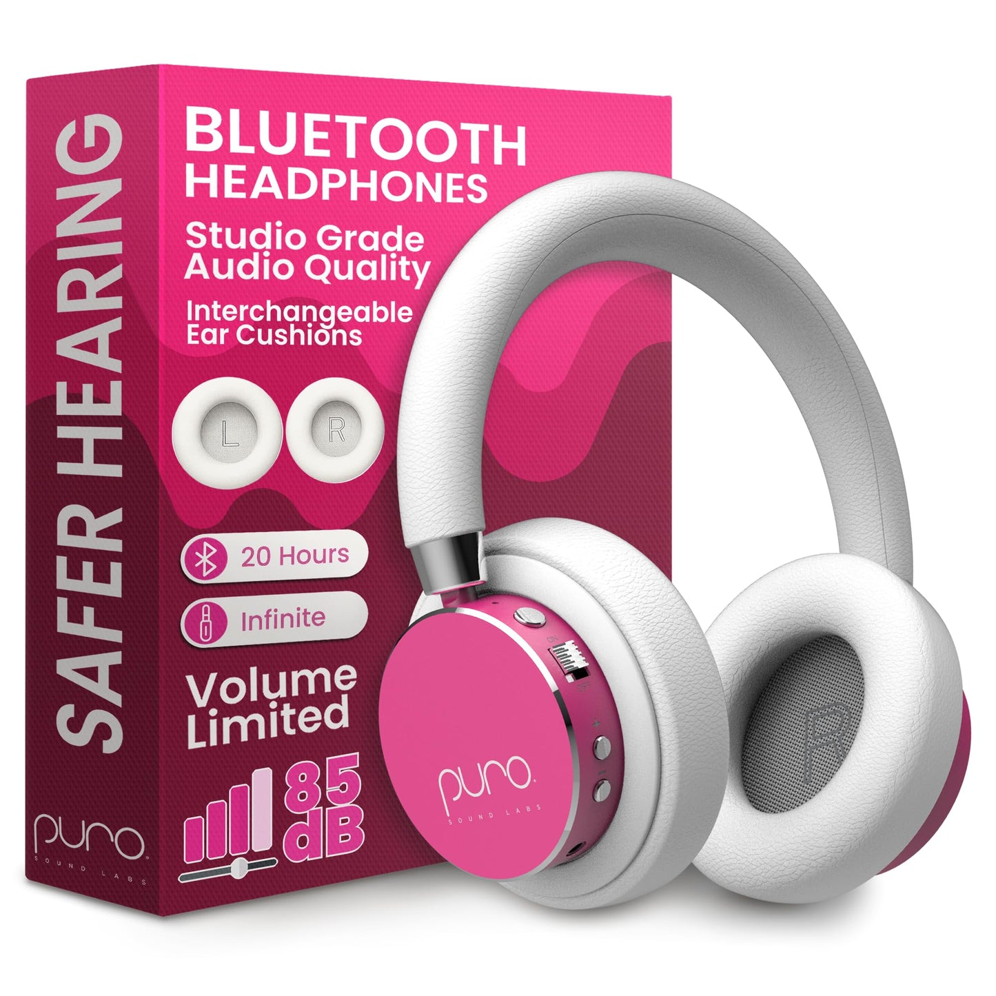 Puro Sound Labs Kids Wireless Headphones - Volume-Limiting 85dB, Built-In Mic, Studio-Grade Sound, 20-Hour Battery Life, Comfortable Fit & Easy…