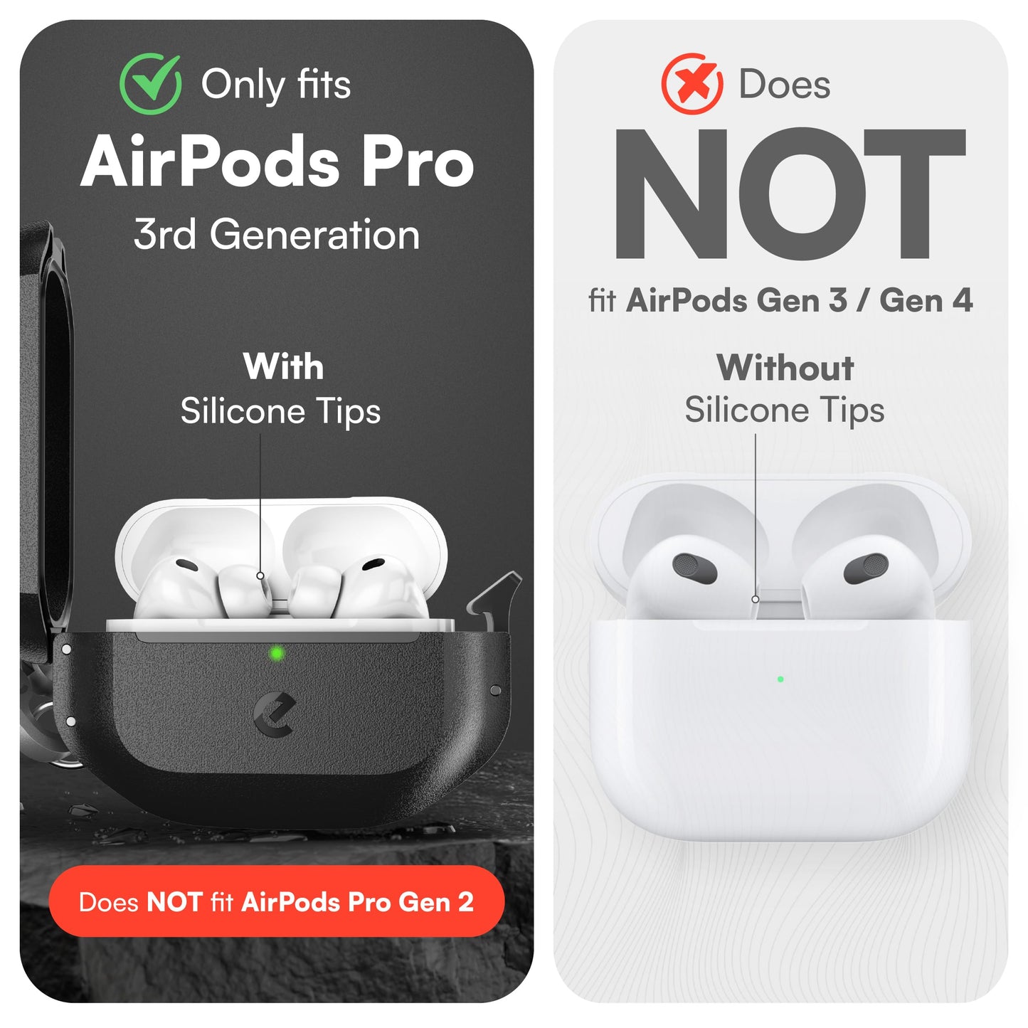 Keybudz for Waterproof AirPods Pro 3 Case with Lock - IP68 Waterproof and Dust Proof, Shockproof Protector, Heavy Duty Rugged Protection, Drop Proof