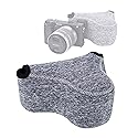 JJC Grey Ultra Light Neoprene Camera Case for Sony a6600 a6500 a6400 a6300 a6100 a6000 a5100 +18-55mm/E 50mm F1.8 Lens, Pouch Bag for Fuji X-T30 X-T20