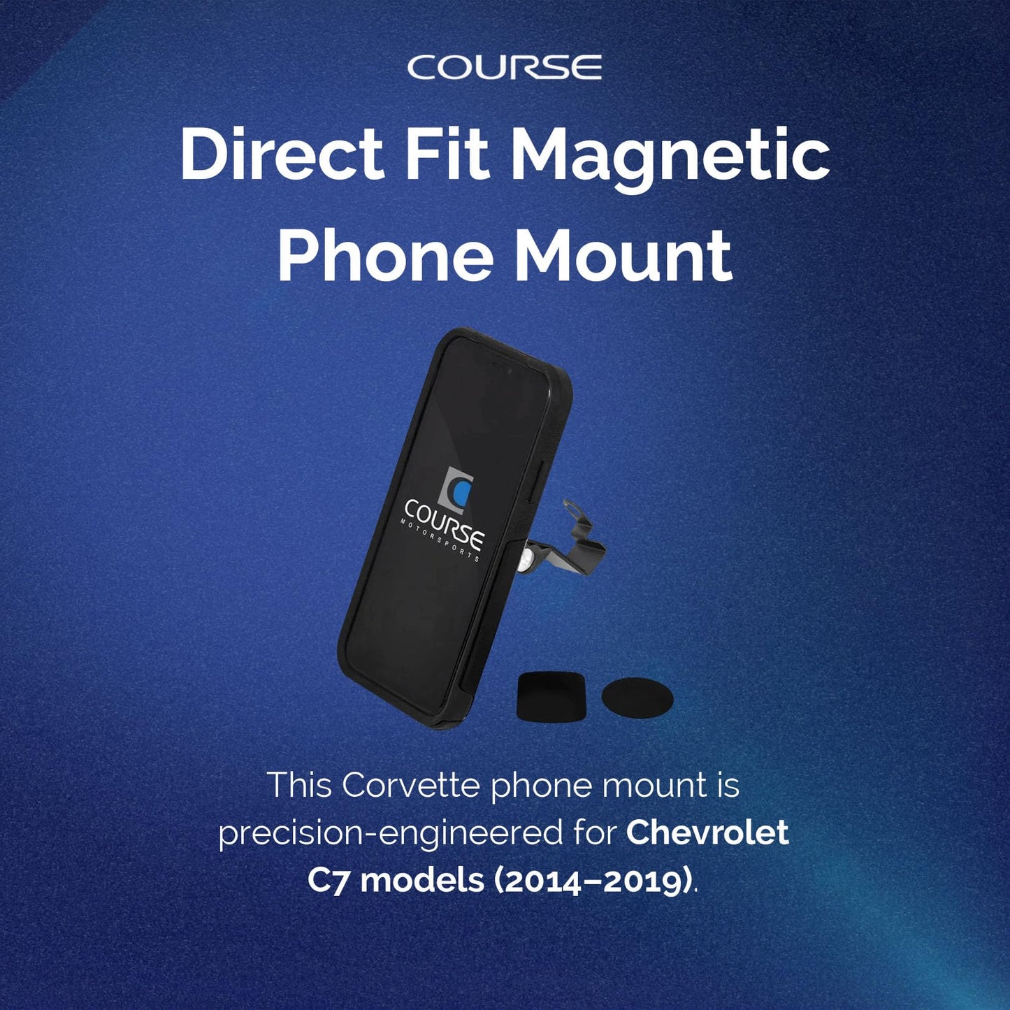 Course Motorsports Direct Fit Magnetic Phone Mount | C7 Corvette Phone Mount | Custom Fit Car Phone Holder | Compatible with Chevrolet Corvette