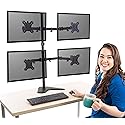 Stand Steady 4-Monitor Mount | Height-Adjustable Stand with Stabilizing Base - Fits Most LCD/LED Monitors 17-32 in (Black)