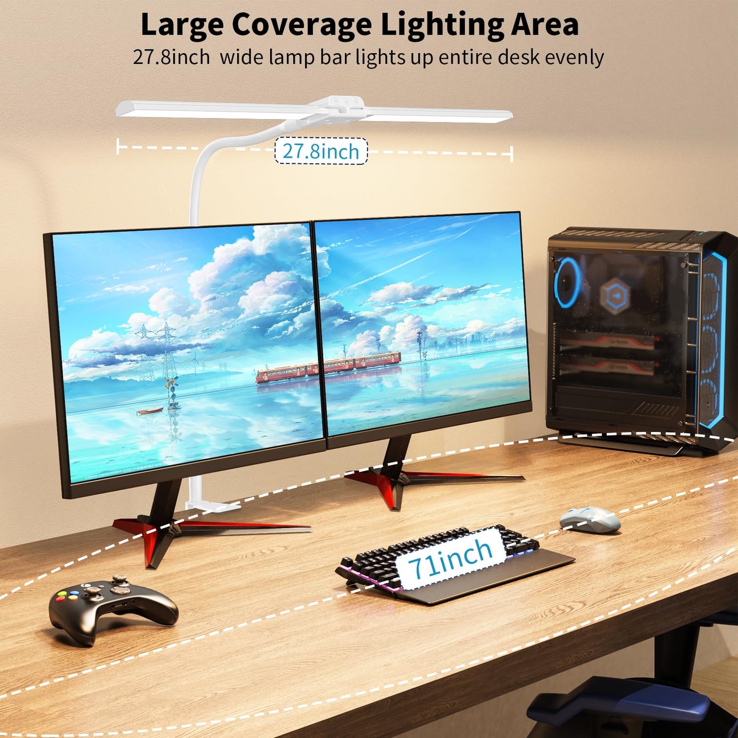 KableRika Desk lamp,Double Head LED Desk Lamp with Clamp,Architect Desk Lights for Home Office,Eye-Caring Desktop Office Lamp 4-Brightness 4-Color