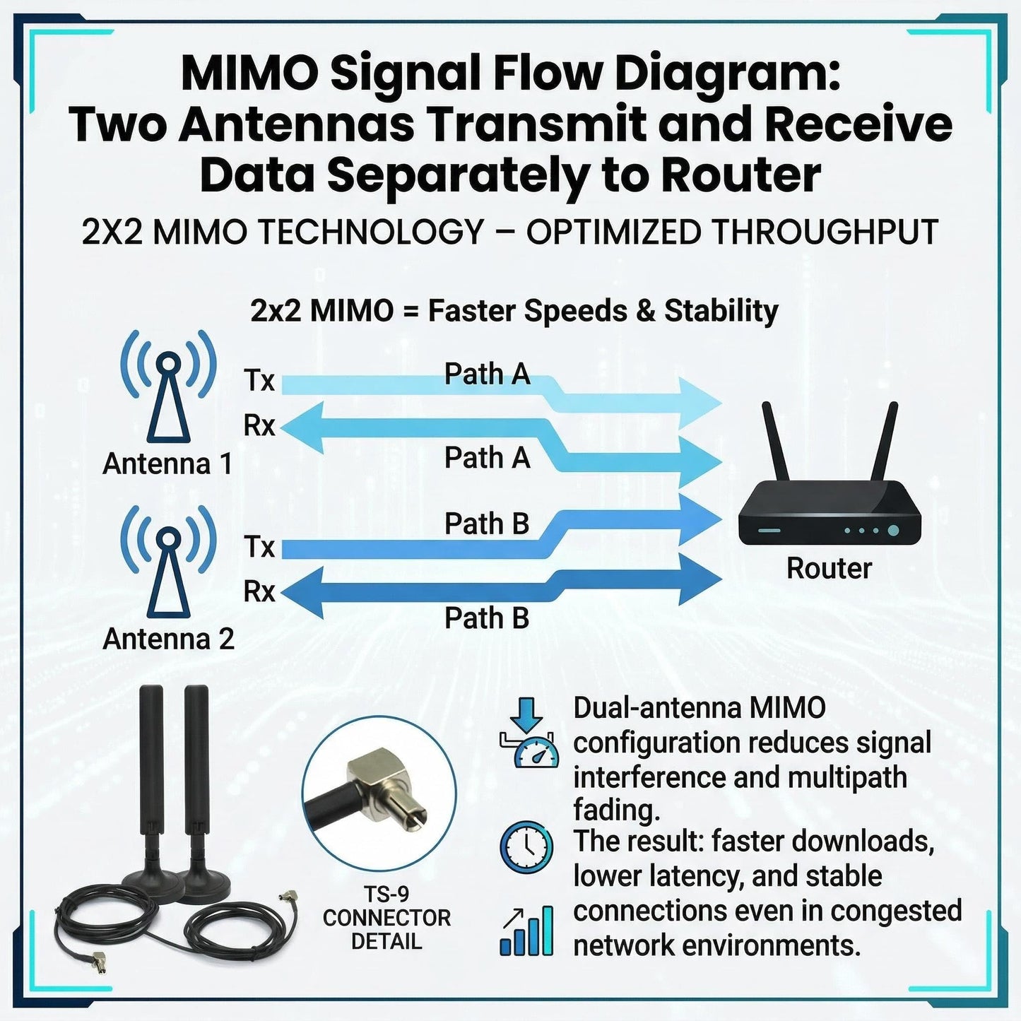 2-Pack 10dBi 5G 4G LTE Antenna with Magnetic Base - TS9 Dual MIMO External Antenna for Netgear Nighthawk M6 MR6110 MR6500 M5 MR5100 M1 MR1100 LB1120