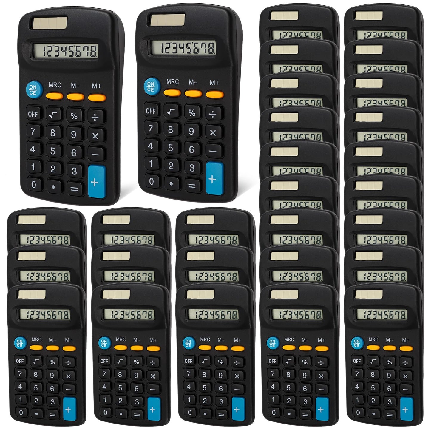 Dyrfolm 24 Pack Pocket Calculator - Mini, Solar Battery Dual Power Desktop Calculators, 8 Digit Display Basic Calculator for Students, Kids, Home