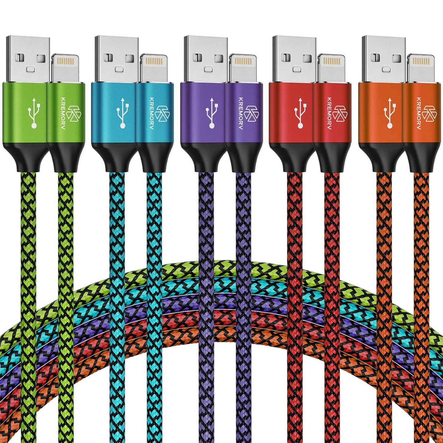 iPhone Charger 5 Pack 10 ft USB Lightning Cable Apple Mfi Certified Cable Fast Charging Cord Nylon Braided Compatible with iPhone 14 13 12 11 XS XR X…