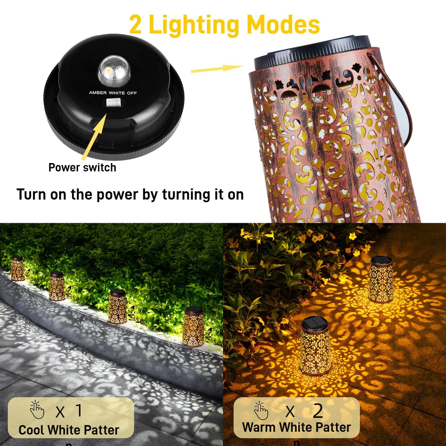 MOLEBIT 4 Pack Solar Hanging Lanterns Outdoor