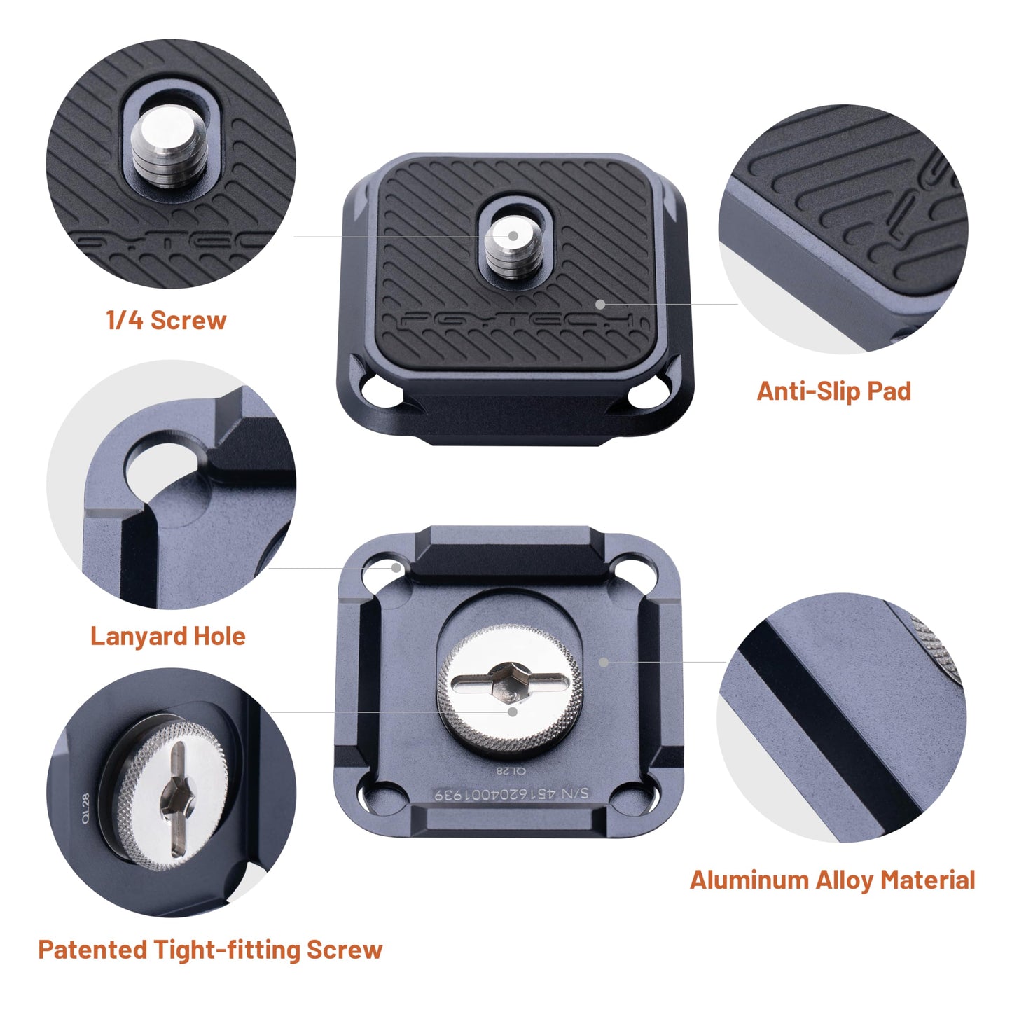 PGYTECH Arca-Type Quick Release Camera Plate Parts Replacement Switch Between Tripod, Monopod, Slider Arca Swiss Compatible