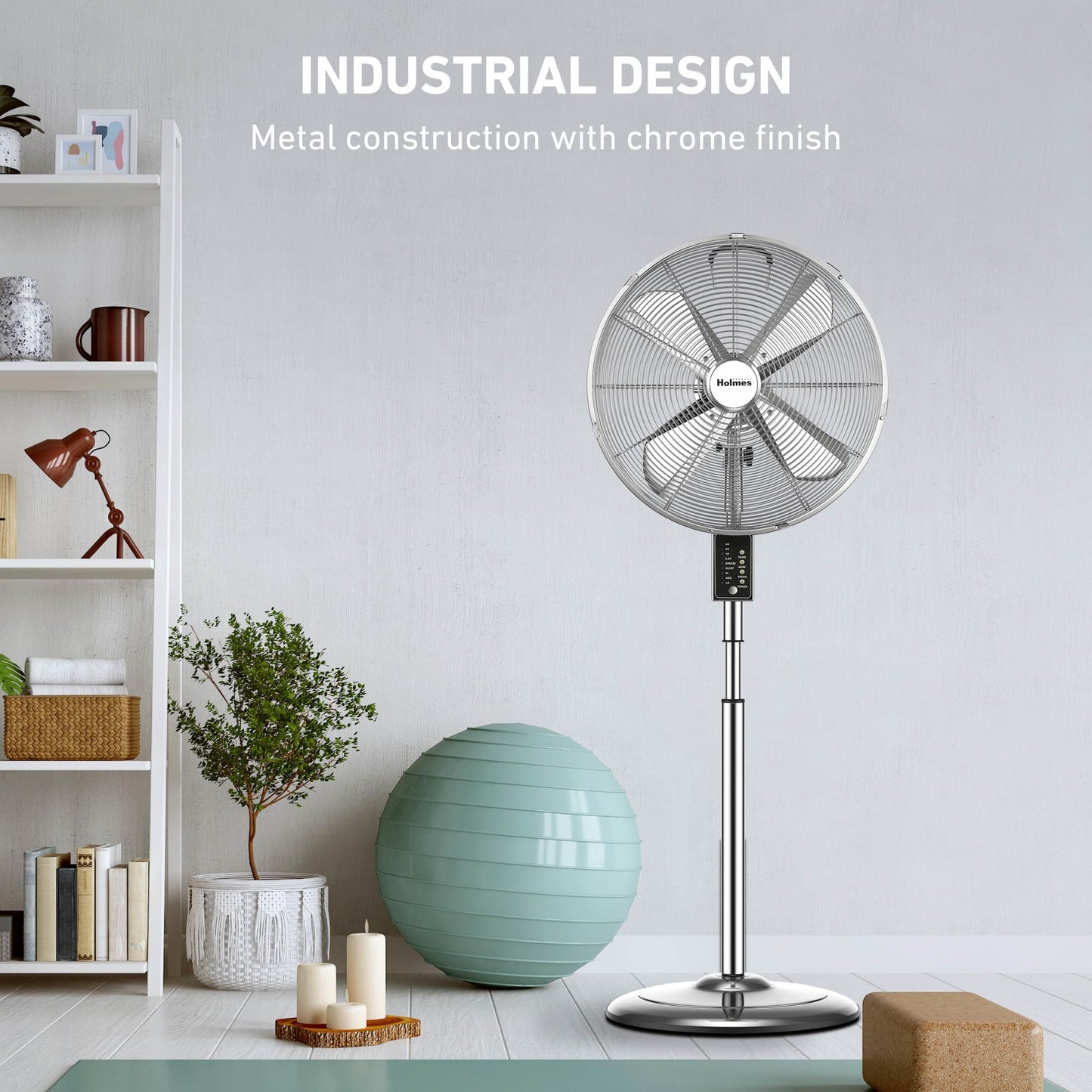 Holmes 16" Digital Metal Stand Fan 3-Speed Oscillation Remote Control