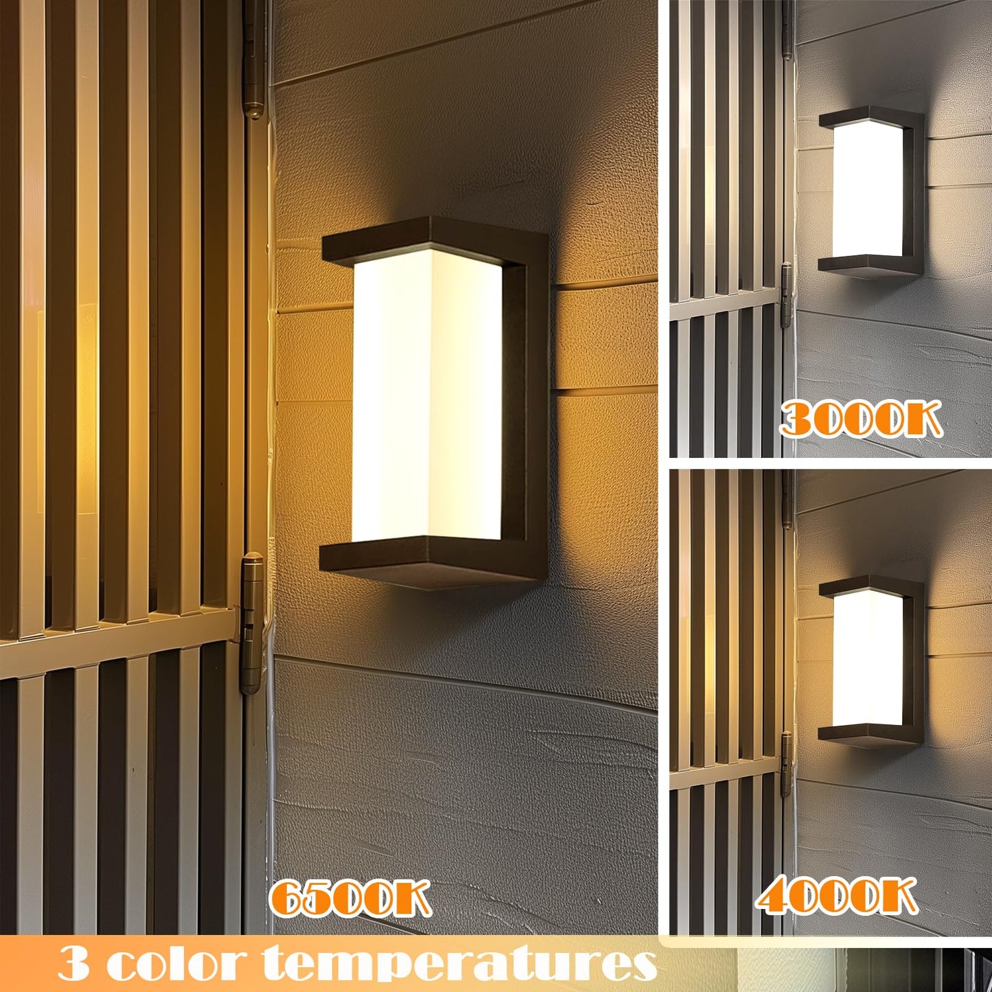 iYogaled Black Outdoor Light Fixtures Wall Mount, IP65 Waterproof Porch Lights Outdoor Wall Sconce, 2 Pack Rectangular Modern Exterior Lighting