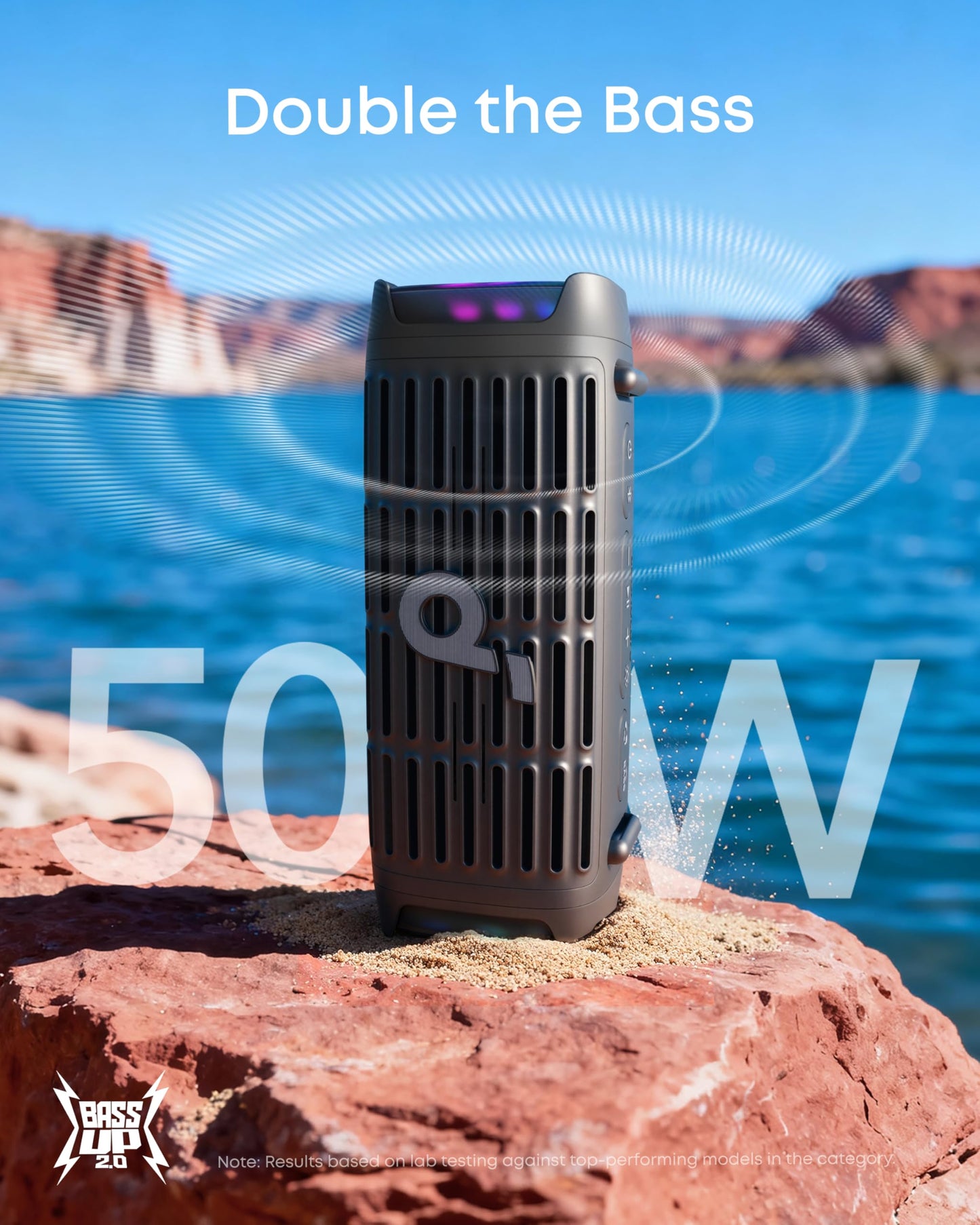 Soundcore Boom 3i by Anker, Compact Outdoor Speaker, IP68 Waterproof, Floating Playback, Saltwater-Resistant, BassUp 2.0, 50W Portable Speaker