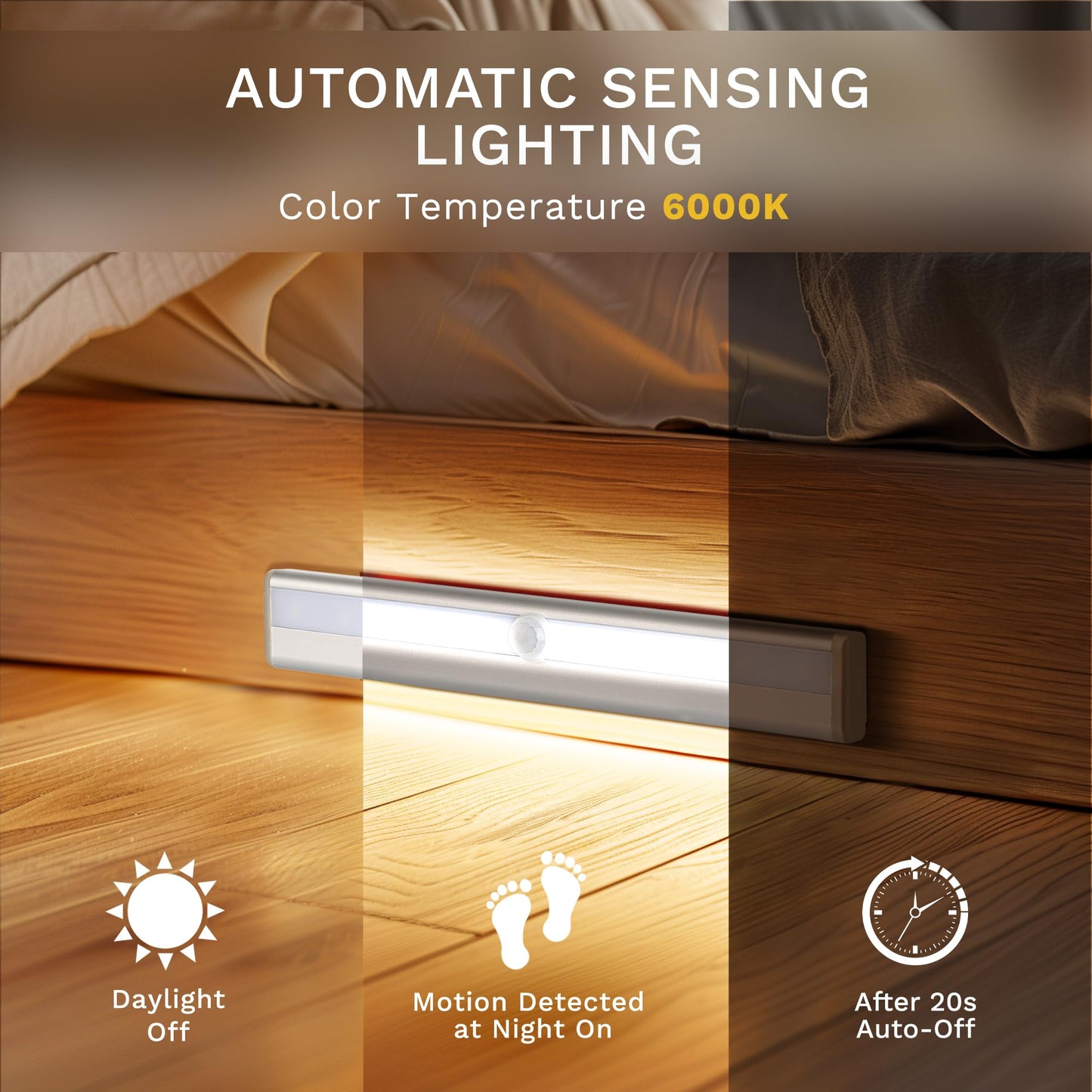 6 Pack Motion Sensor Lights, 10 LED Closet Battery Operated Lights, Stick-On Anywhere Magnetic Night Light Bar, Led Safe Light Indoor for Closet