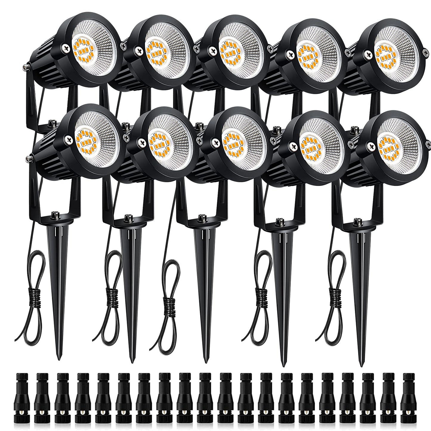Mutois Landscape Lighting, Outdoor LED Low Voltage Landscape Lights 7W 900LM Waterproof 12V Garden Lights Flag Landscape Spotlights with Spike Stand