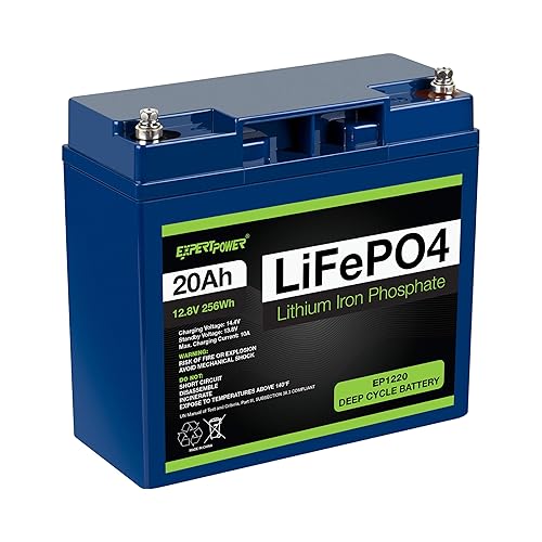 ExpertPower 12V 20Ah Lithium LiFePO4 Deep Cycle Rechargeable Battery | 2500-7000 Life Cycles & 10-Year lifetime | Built-in BMS | Perfect for RV…