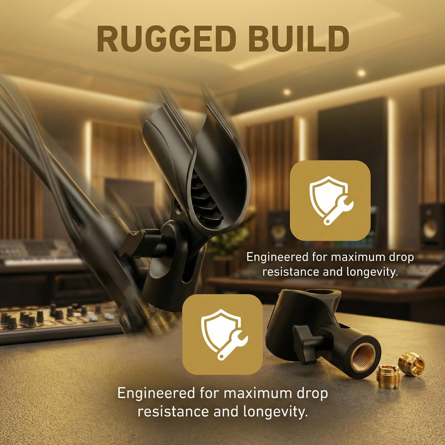 Mictop Upgraded Adjustable Microphone Clip, Universal Mic Clip Holder for Mic Stand, Compatible with Dynamic Microphone, Come with 5/8" to 3/8" Screw