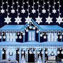 Pellimo Snowflake Christmas Lights Outdoor, 8.2ft 144 LED Connectable Xmas String Light Plug in, Hanging Icicle Lights for House, Eaves, Outside