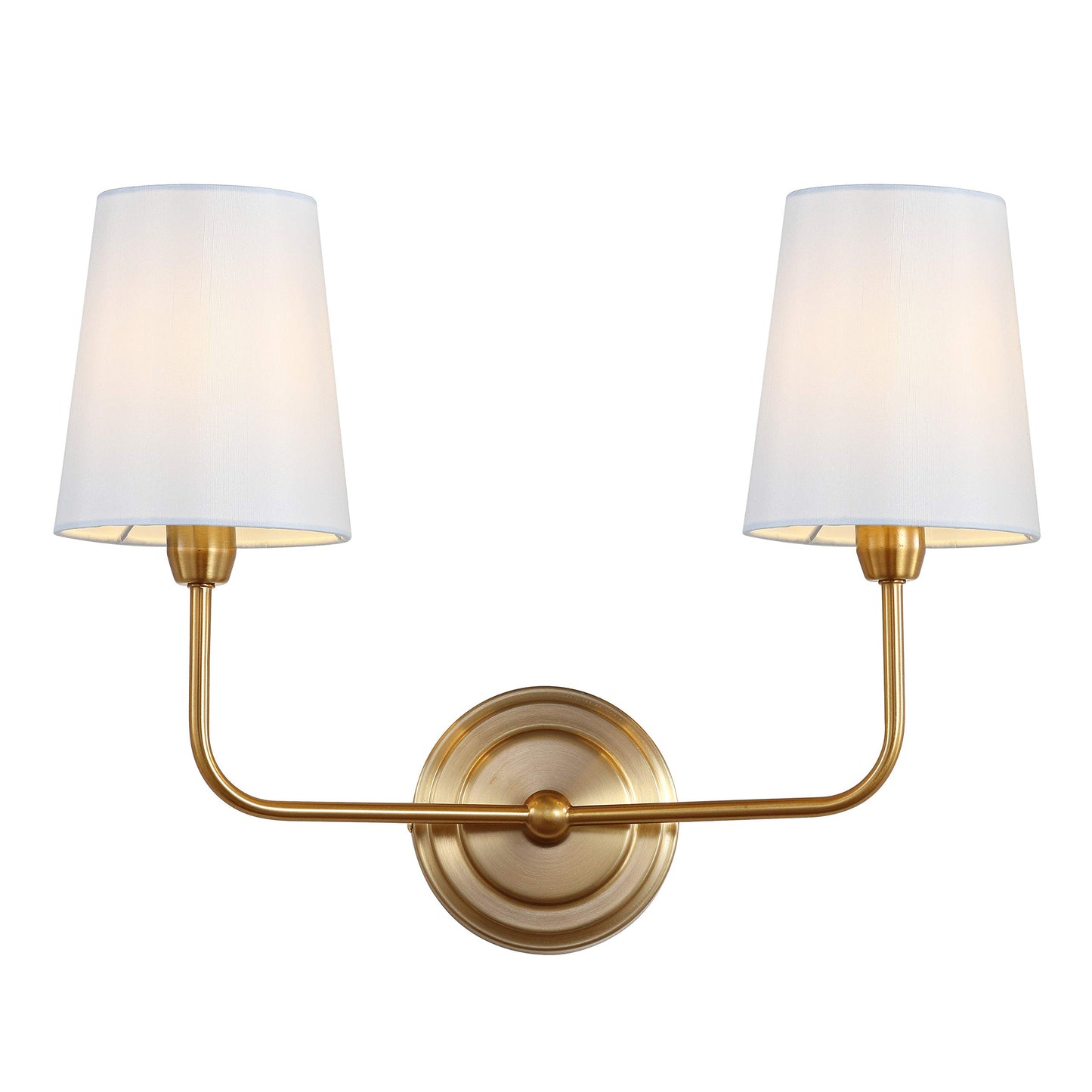 Safavieh Lighting Ezra Brass Gold 2-Light Wall Sconce (LED Bulbs Included)