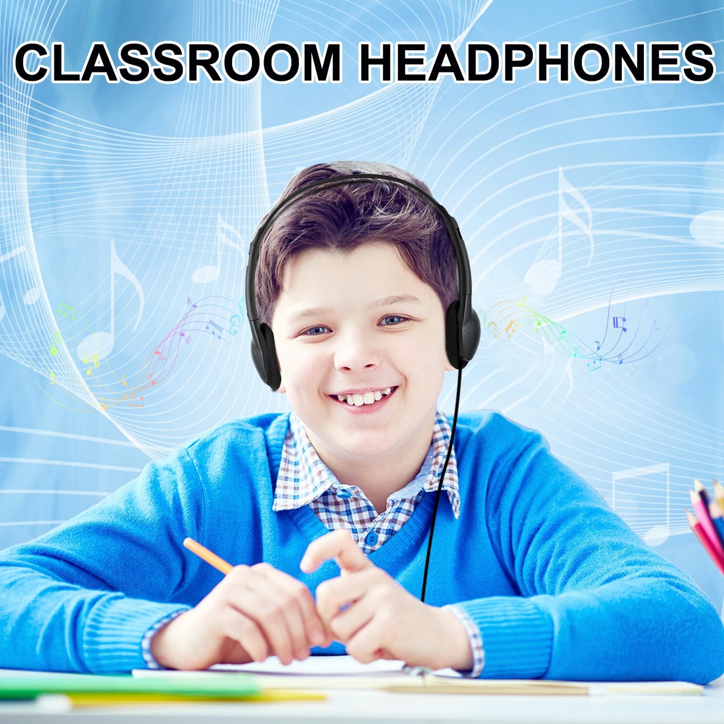 CN-Outlet 50 Packs Classroom Headphones Bulk for School Students Kids Children Toddler Boys Girls Teens and Adult, Wholesale Disposable Earphones (50