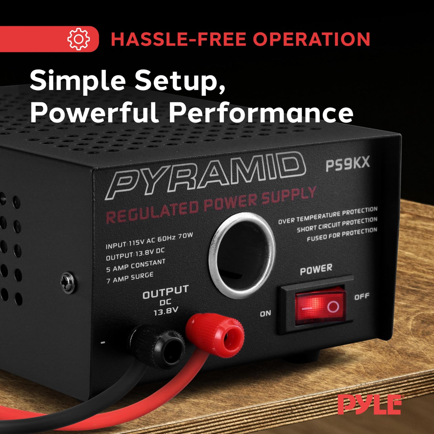 Pyramid PS9KX Universal Compact Bench Power Supply-5 Amp Linear Regulated Home Lab Benchtop Converter w/ 13.8 Volt DC 115V AC 70 Watt Input, Screw…