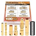 Ruikarhop 100 PCS RC Bullet Connectors 2mm 3.5mm 4mm Female Male Gold Banana Bullet Connector Plug with Heat Shrink Tube