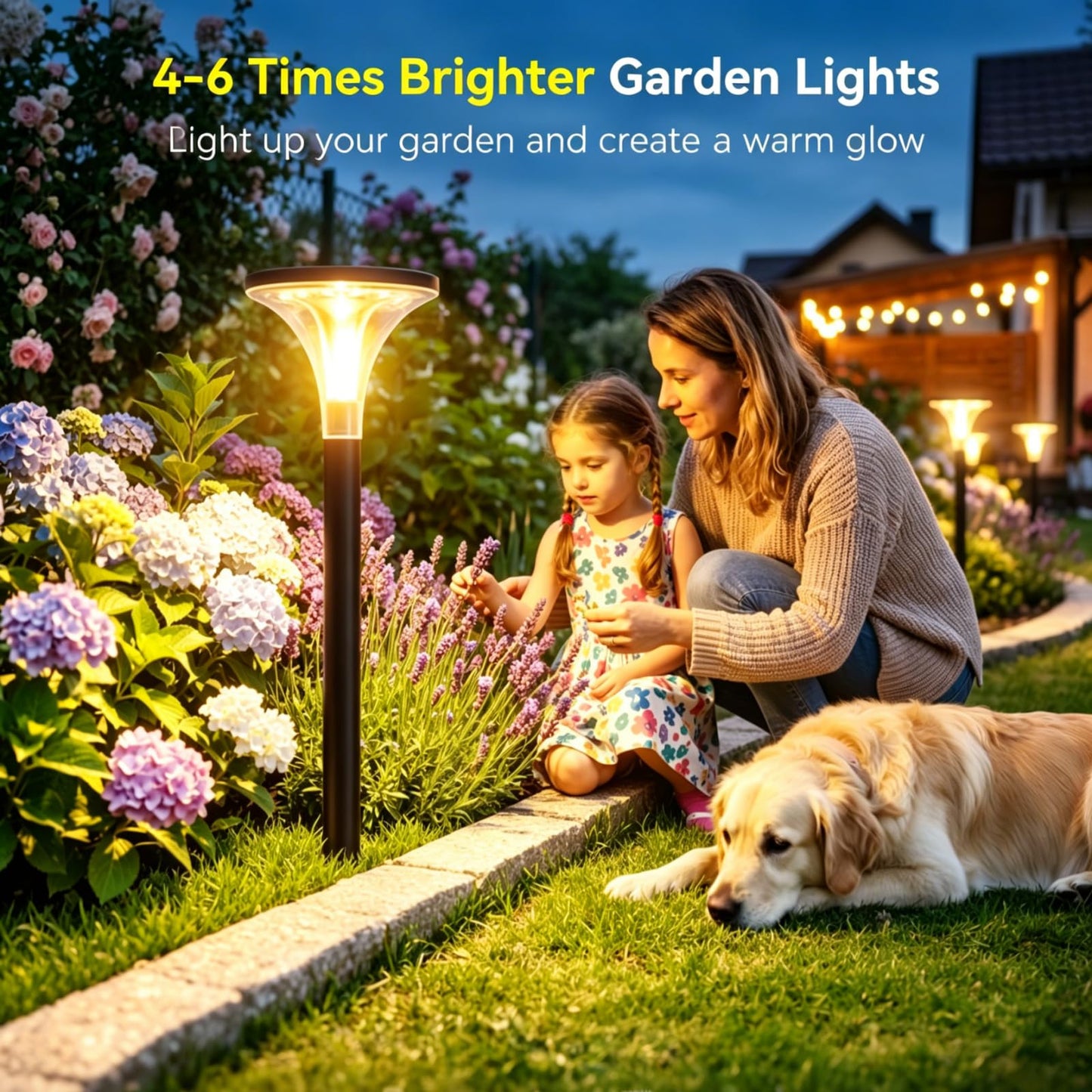 TuyLuxe Solar Pathway Lights, 200LM Bright Garden Lights Solar Powered, 29" Tall, Auto ON/Off Outdoor Lighting for Yard Walkway Driveway Landscape