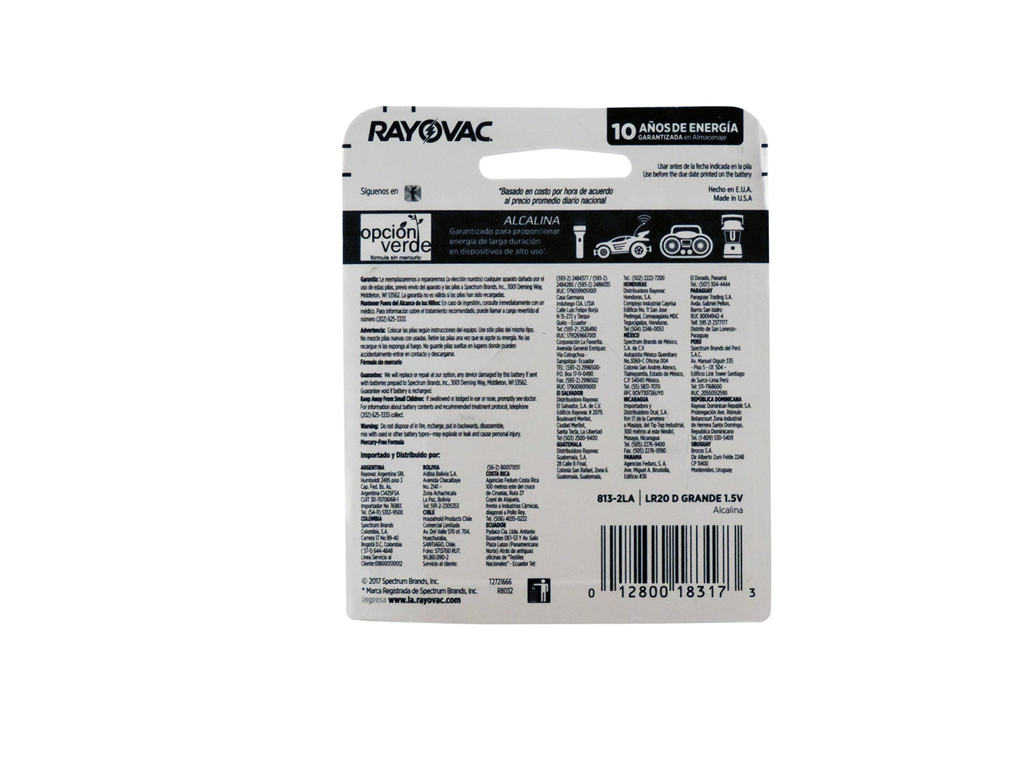 Rayovac High Energy D Batteries (2 Pack), Alkaline D Cell Batteries