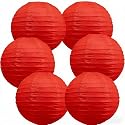 6Pcs Paper Lanterns Red Round Lanterns 12inches Hanging Paper Lanterns Lamp for Birthday, Wedding, Christmas, Bridal, Home Decor, Party Decoration