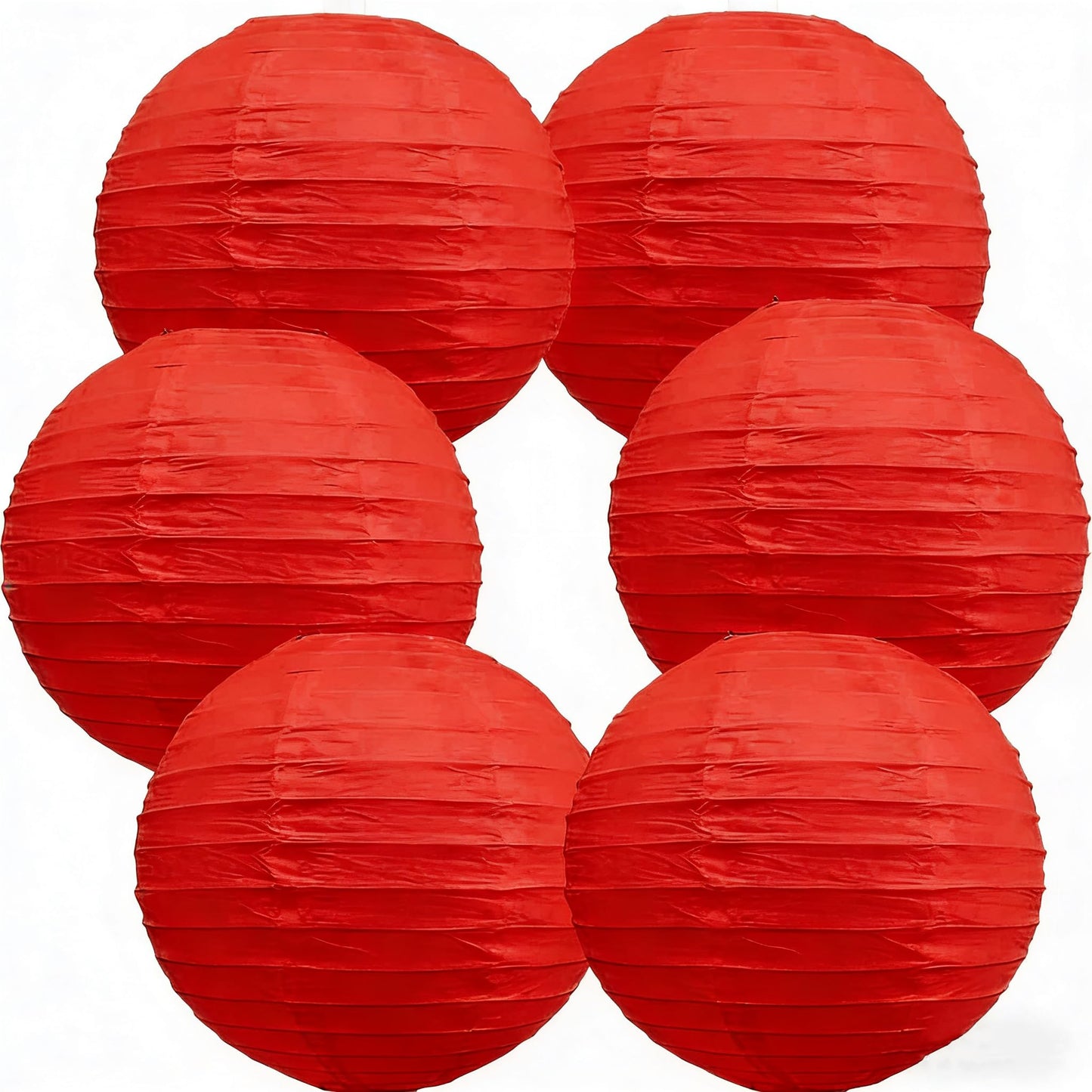 6Pcs Paper Lanterns Red Round Lanterns 12inches Hanging Paper Lanterns Lamp for Birthday, Wedding, Christmas, Bridal, Home Decor, Party Decoration