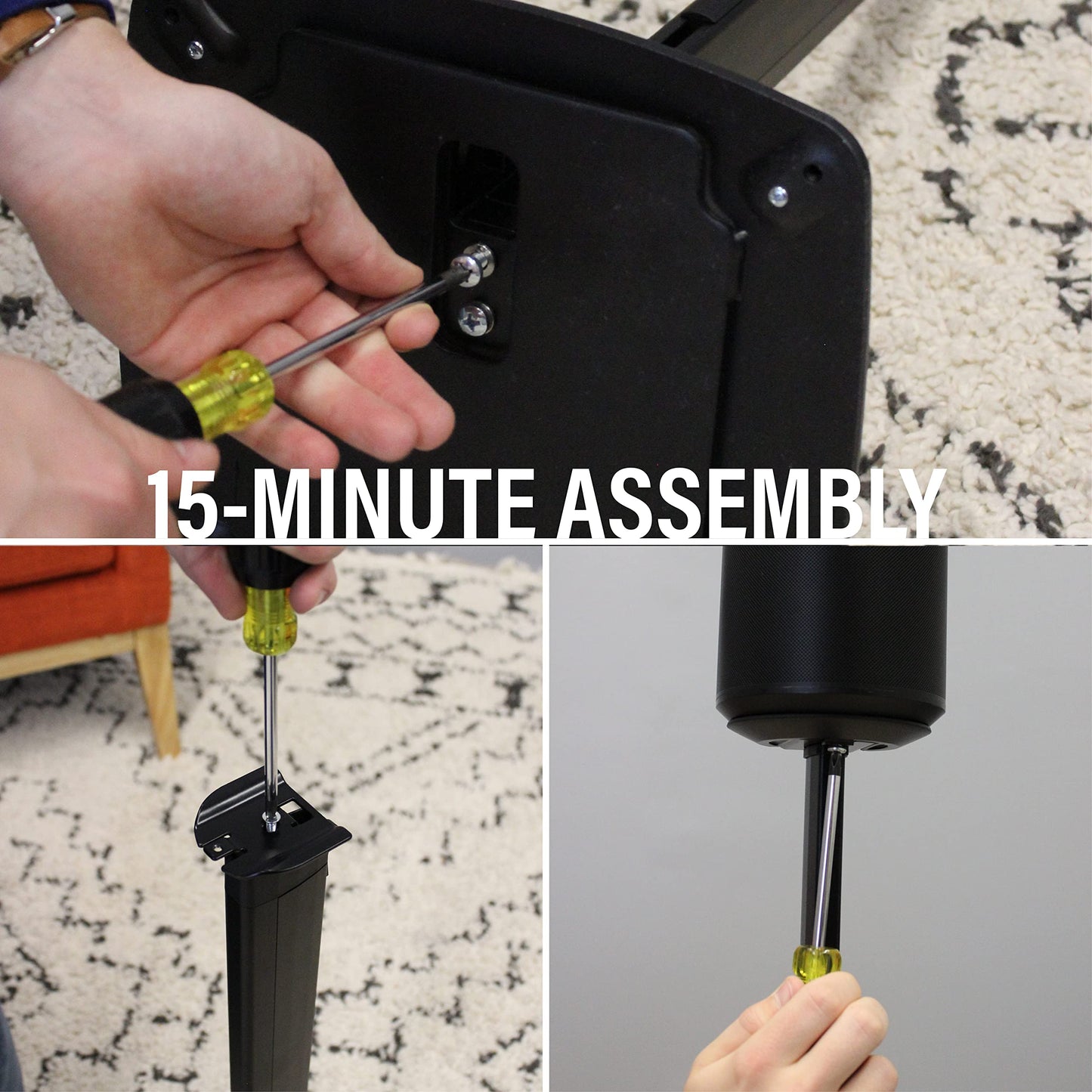 Sanus Speaker Stand for Sonos Era 100 Speakers - Height Adjustable Single Stand w/Easy 3 Step Install - Includes Rubber Feet & Carpet Spikes - Black