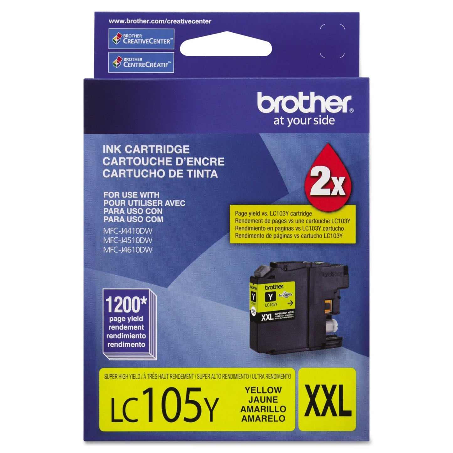 BROTHER International Corp LC105Y LC105Y, LC-105Y, Innobella Super High-Yield Ink, 1200 Page-Yield, Yellow