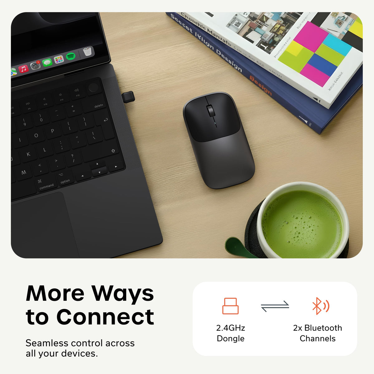 Satechi Slim EX Wireless Mouse, Bluetooth & 2.4 GHz, Space Black