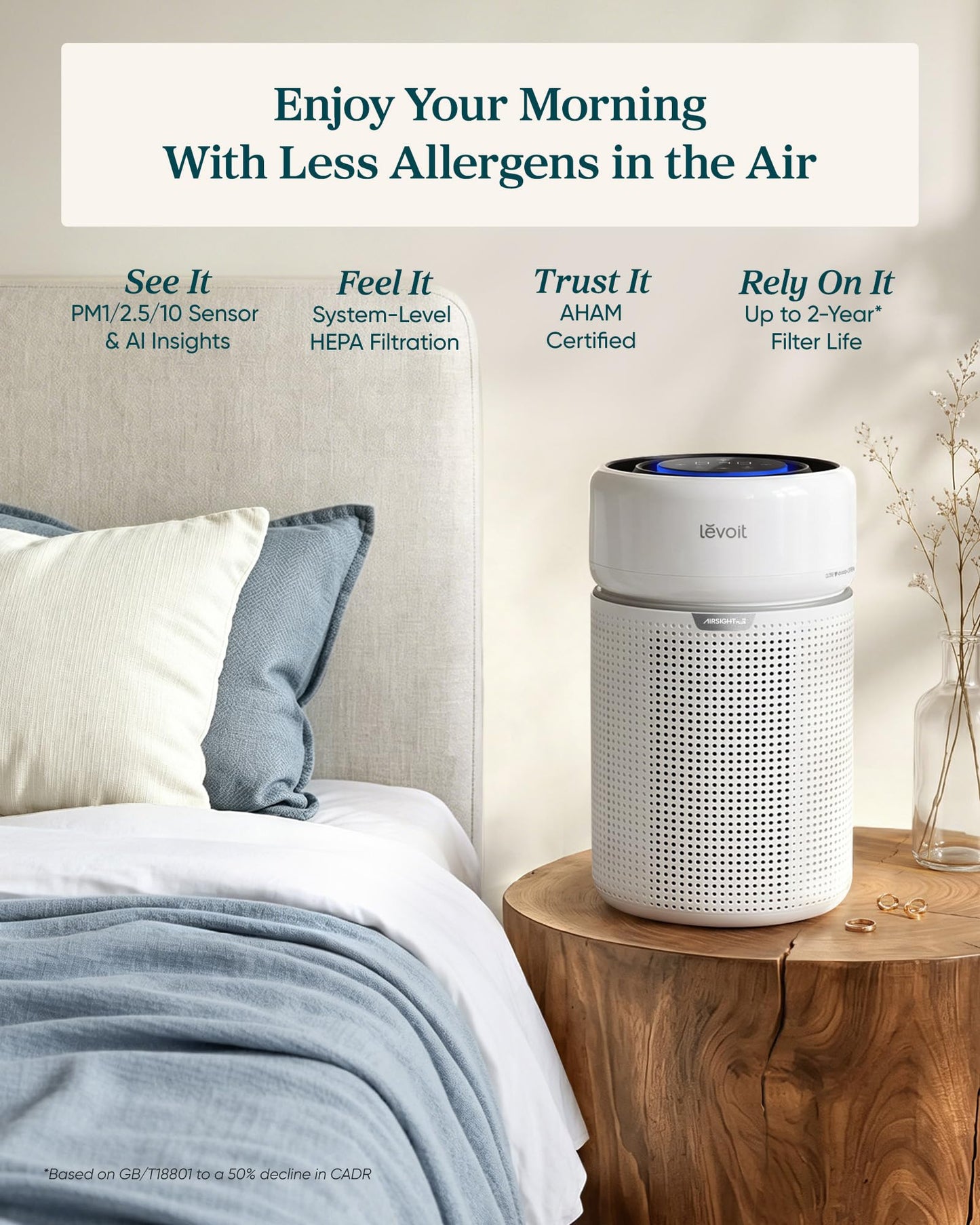 LEVOIT HEPA Air Purifier for Home Bedroom, Allergen Defense, Eleva 300X