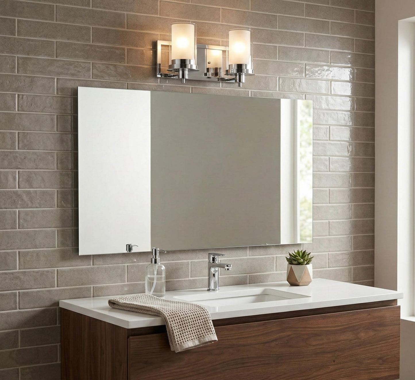 Designers Impressions Juno Polished Chrome 2 Light Wall Sconce/Bathroom Fixture with Clear and Frosted Glass: 73468