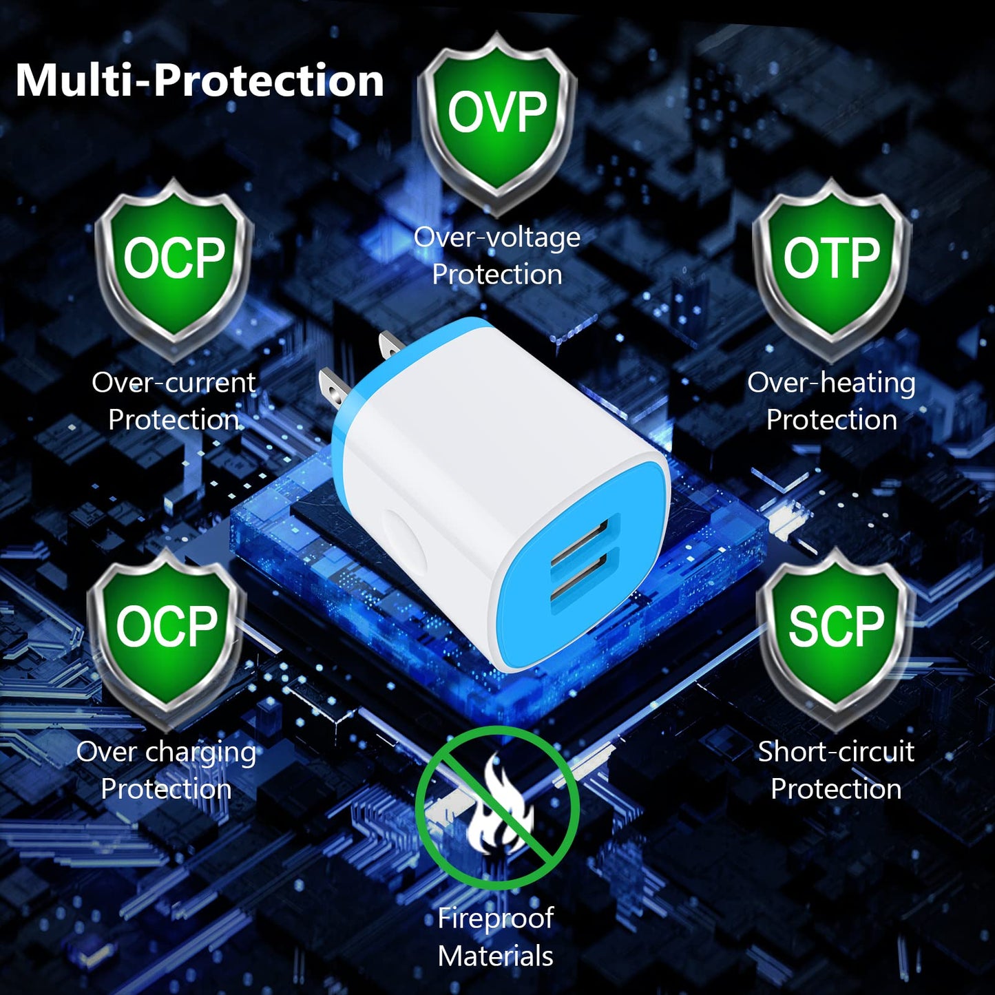 USB Charger Wall Plug, iPhone Charging Box,AndHot 5Pack Home Travel 2.1Amp Dual Port Fast Wall Charger Quick Charging Block Cube Brick for iPhone 17