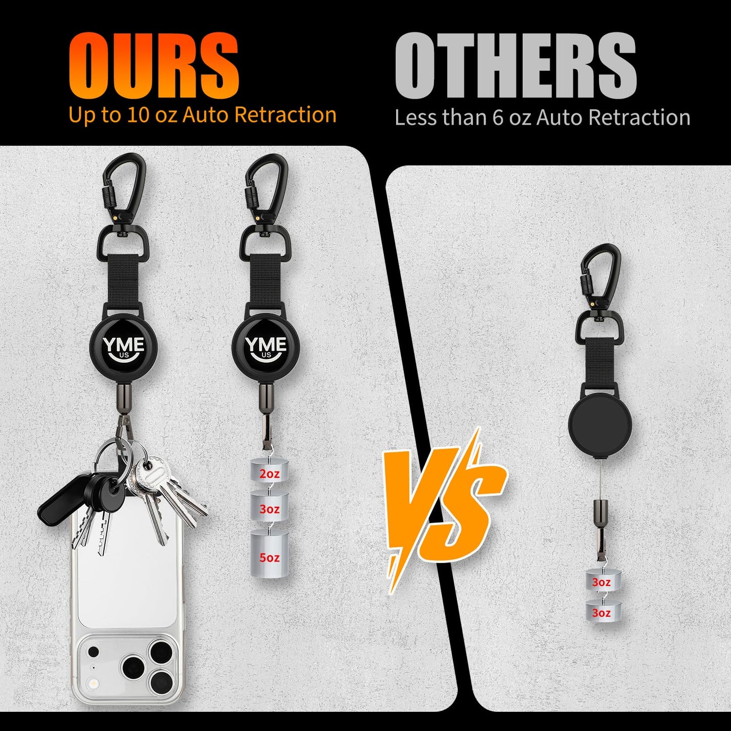 YueMiEcoUS Anti-Theft Phone Lanyard, Retractable Phone Tether,Phone Strap,Triangle Locking Carabiner Clip and Universal Phone Anchor