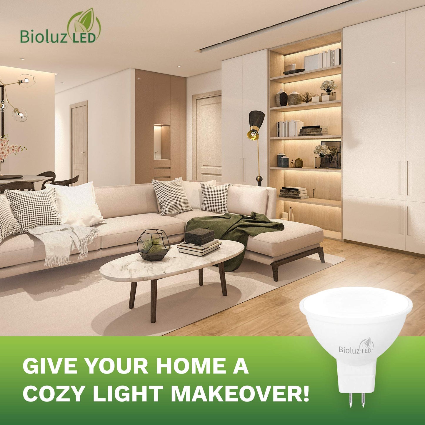 Bioluz LED Light Bulb - MR16 LED Bulb, 7W LED Light - 6 Pack 50W Halogen Replacement Non-Dimmable 3000K 12V AC/DC UL Listed Light Bulbs, LED Lights