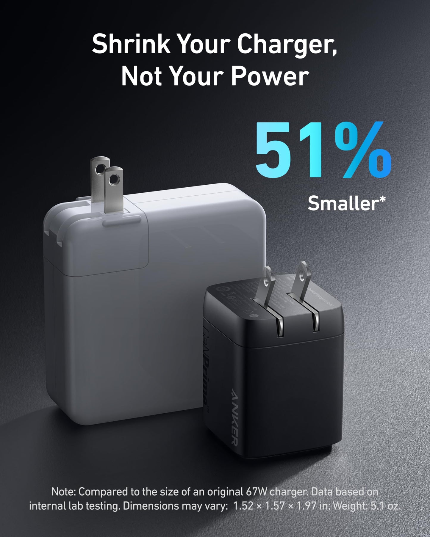 Anker USB Charger Block,67W GaN Wall Charger,3-Port Compact Fast Charging Phone Charger,For MacBook Pro/Air, Pixelbook, iPad Pro, iPhone 17/16/Pro