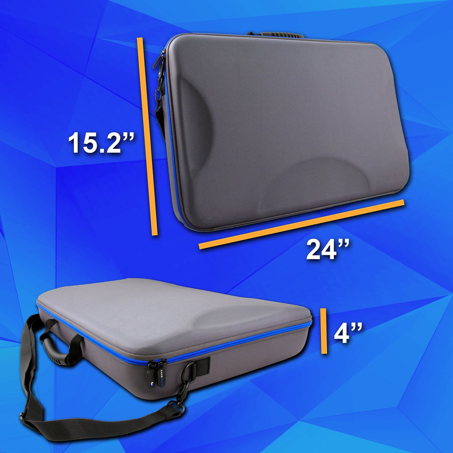 CASEMATIX Portable Monitor Case for 15.6" to 24" Gaming Monitors or Laptops, Hard Shell EVA Screen Cover with Padded Foam, Fits Accessories for 15.6
