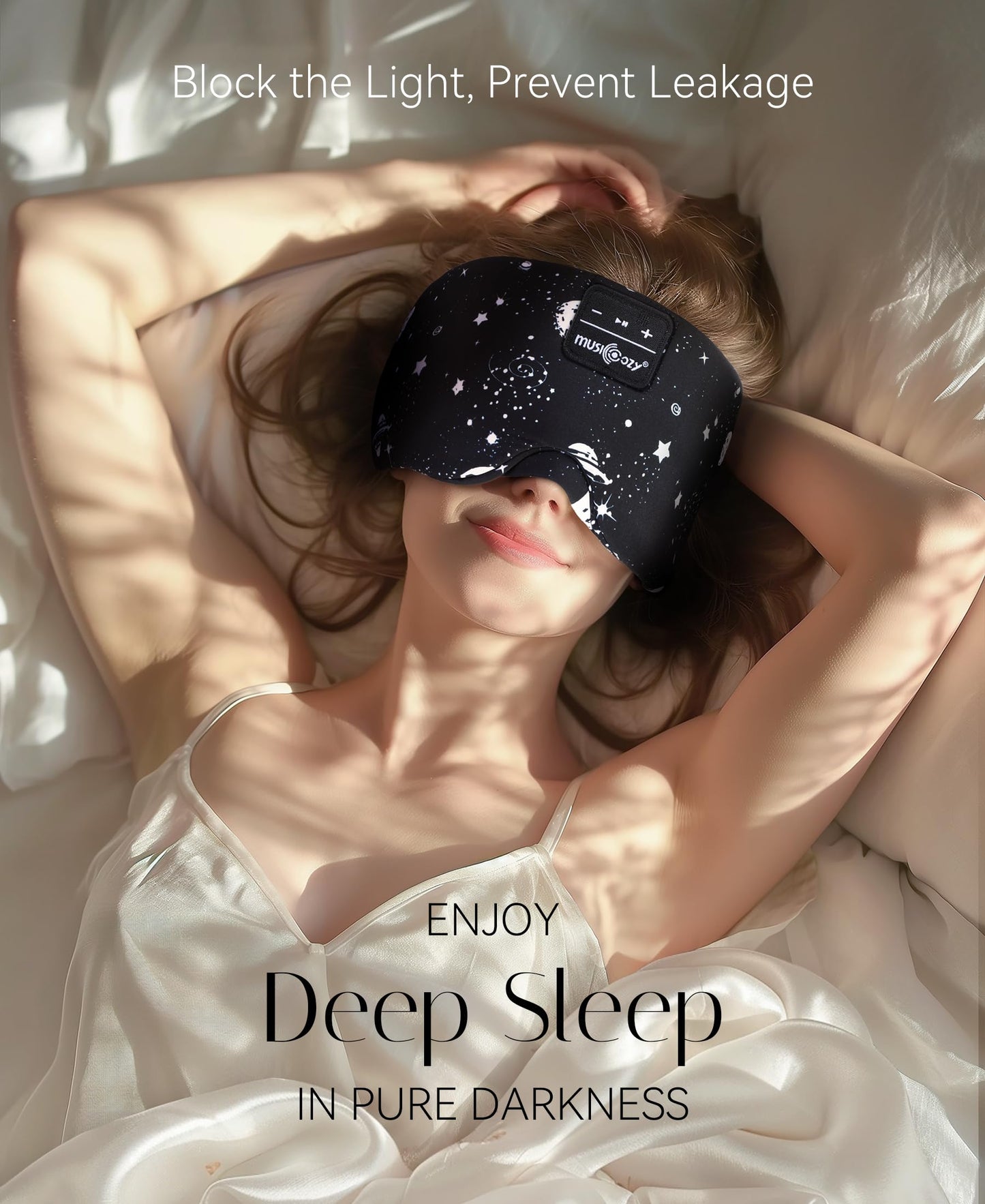 MUSICOZY Sleep Headphones Bluetooth Sleep with Headphones Eye Wireless Bluetooth 5.4 with Adjustable Headband Total Blackout for All Night Sleep…