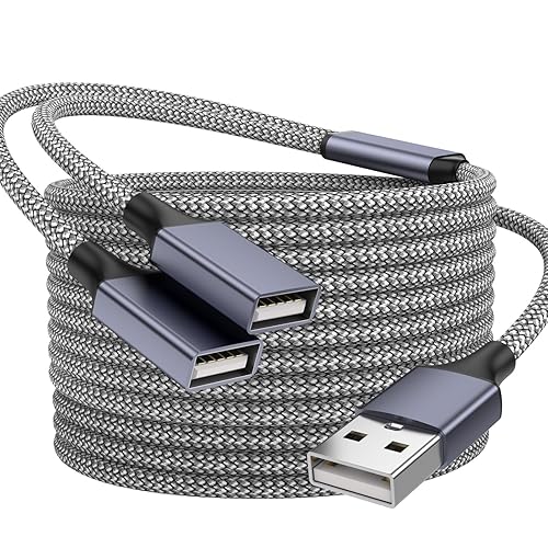 BETU POHFP 6.6FT USB Splitters, A Male to 2 Female Extension Cable, USB Y Splitter Support Charging and Data Transfer for Printer/Keyboard/Flash