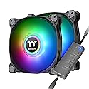 Thermaltake Pure Duo 120mm 16.8 Million RGB Color 5V ARGB Motherboard Sync 2 Light Rings 18 Addressable LED 9 Blades Hydraulic Bearing Case/Radiator