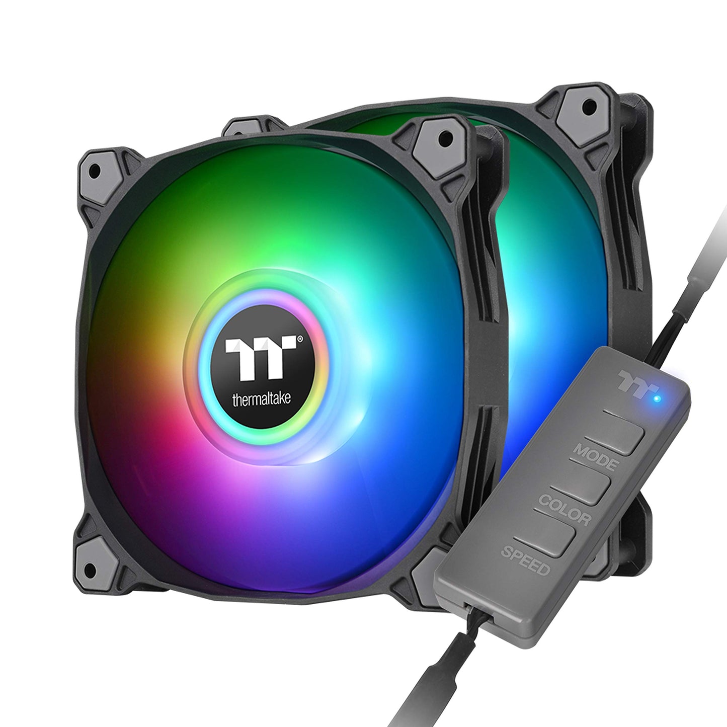 Thermaltake Pure Duo 120mm 16.8 Million RGB Color 5V ARGB Motherboard Sync 2 Light Rings 18 Addressable LED 9 Blades Hydraulic Bearing Case/Radiator