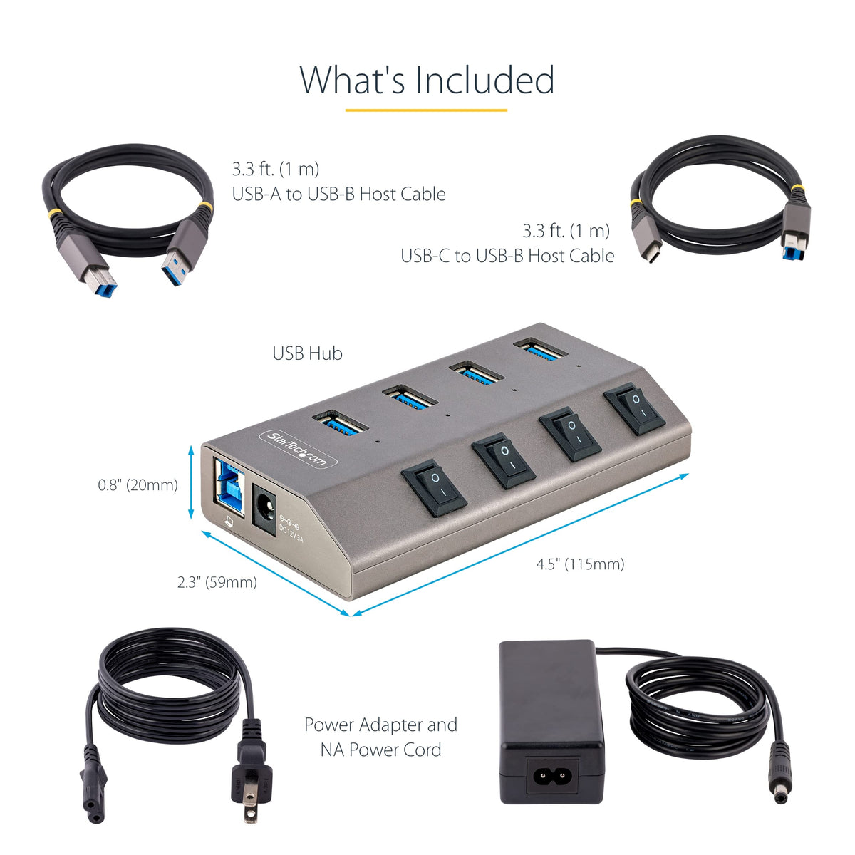 StarTech 4-Port USB-C Hub 5Gbps with Switches, NA (5G4AIBS-USB-HUB-NA)