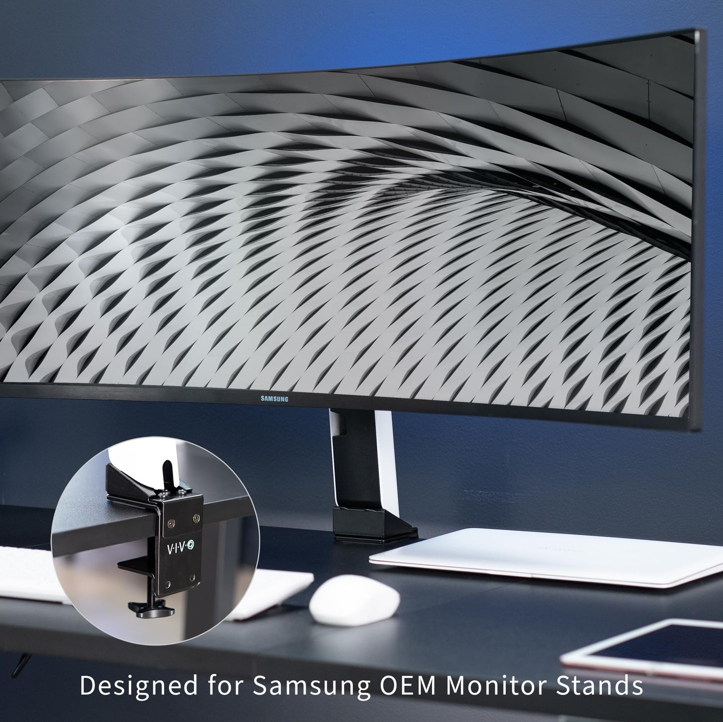 VIVO Desk Clamp Adapter Designed for Samsung OEM Monitor Stands, Supports G7 and G9 up to 49 inches, C-clamp Converter, Easy Set-Up, Black, MOUNT-SG04