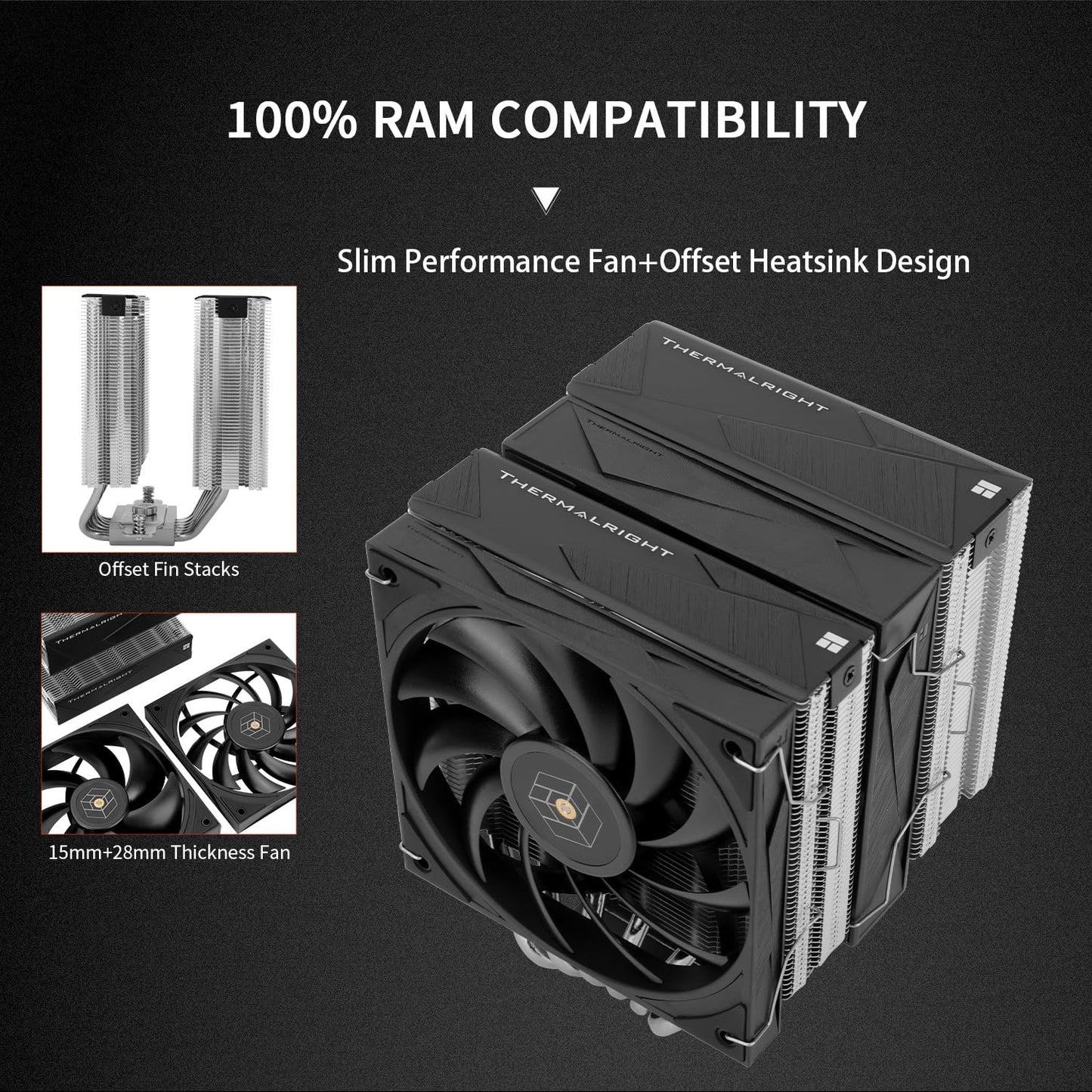 Thermalright Royal Knight 120 CPU Air Cooler, Computer Double Towers Radiator, 6 Heat Pipes CPU Cooler, Dual 120mm PWM Fans,Unobstructed RAM