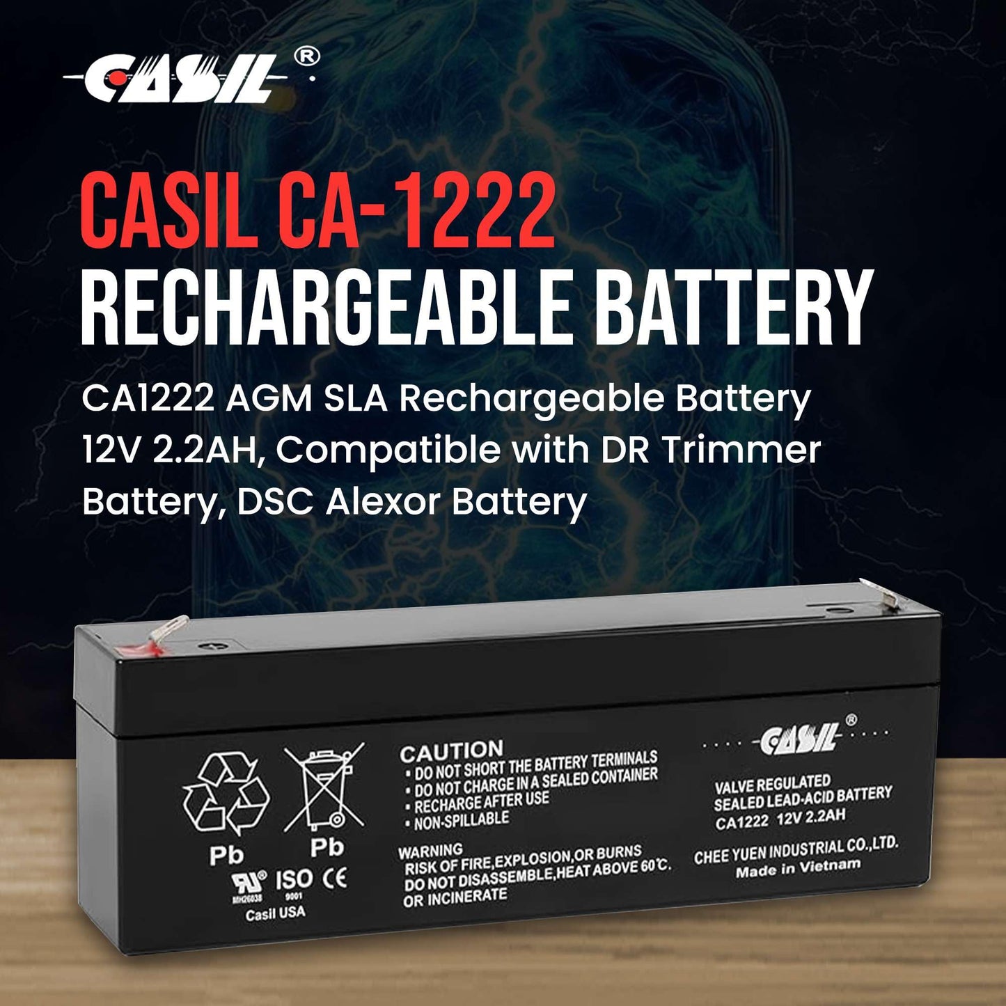 Casil CA1223 12V 2.3AH Compatible with DR Trimmer,DSC Alexor, 12V 2.2 AH Rechargeable AGM SLA Battery Replace NP2.3 12 12Volt 2.3AH