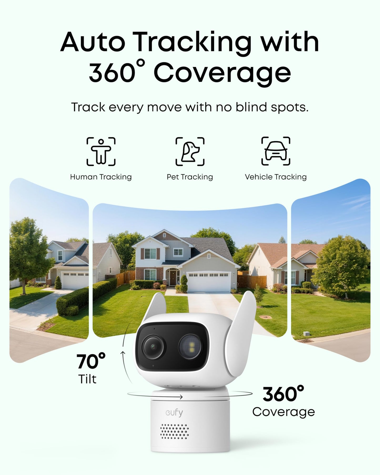 eufy Wired Cam C31, 360° Coverage with Pan and Tilt, Indoor and Outdoor, Dual Antenna, Color Night Vision, Local Storage, No Monthly Fee, AI