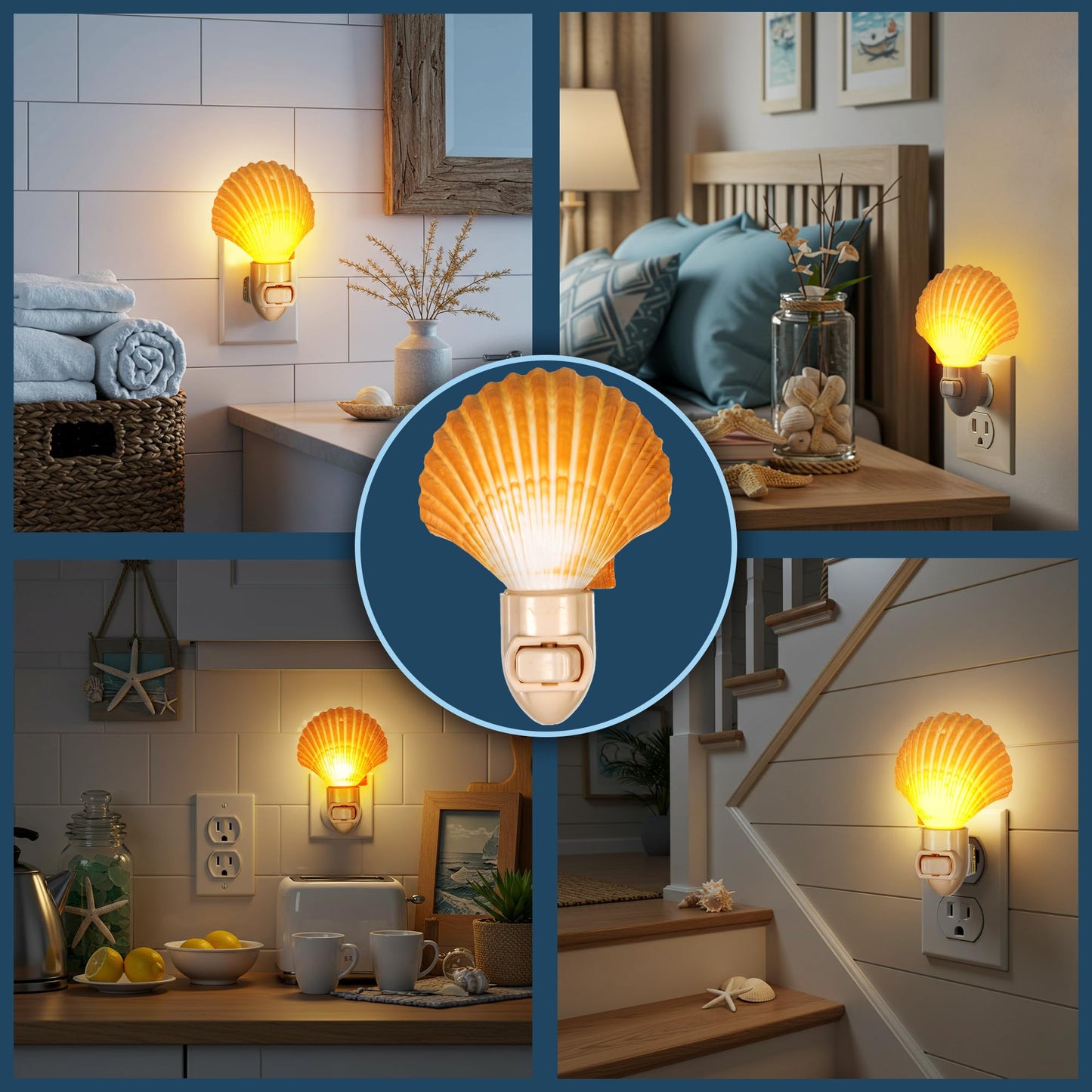 Nautical Crush Trading Seashell Night Light - Beach Night Light with Mexican Cup - Shell Light for Bathroom - Sea Shell Lamp - Seashell Lamp Plug Into