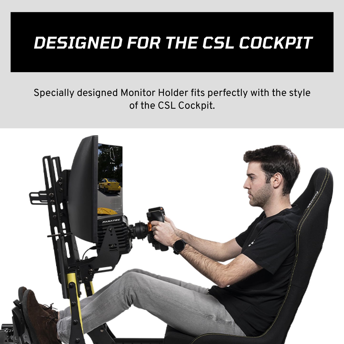 Fanatec Sim Racing CSL Cockpit Monitor Holder - Stable and Secure, Designed For The CSL Cockpit, Wide Range Monitor Support, Fully Adjustable - Black