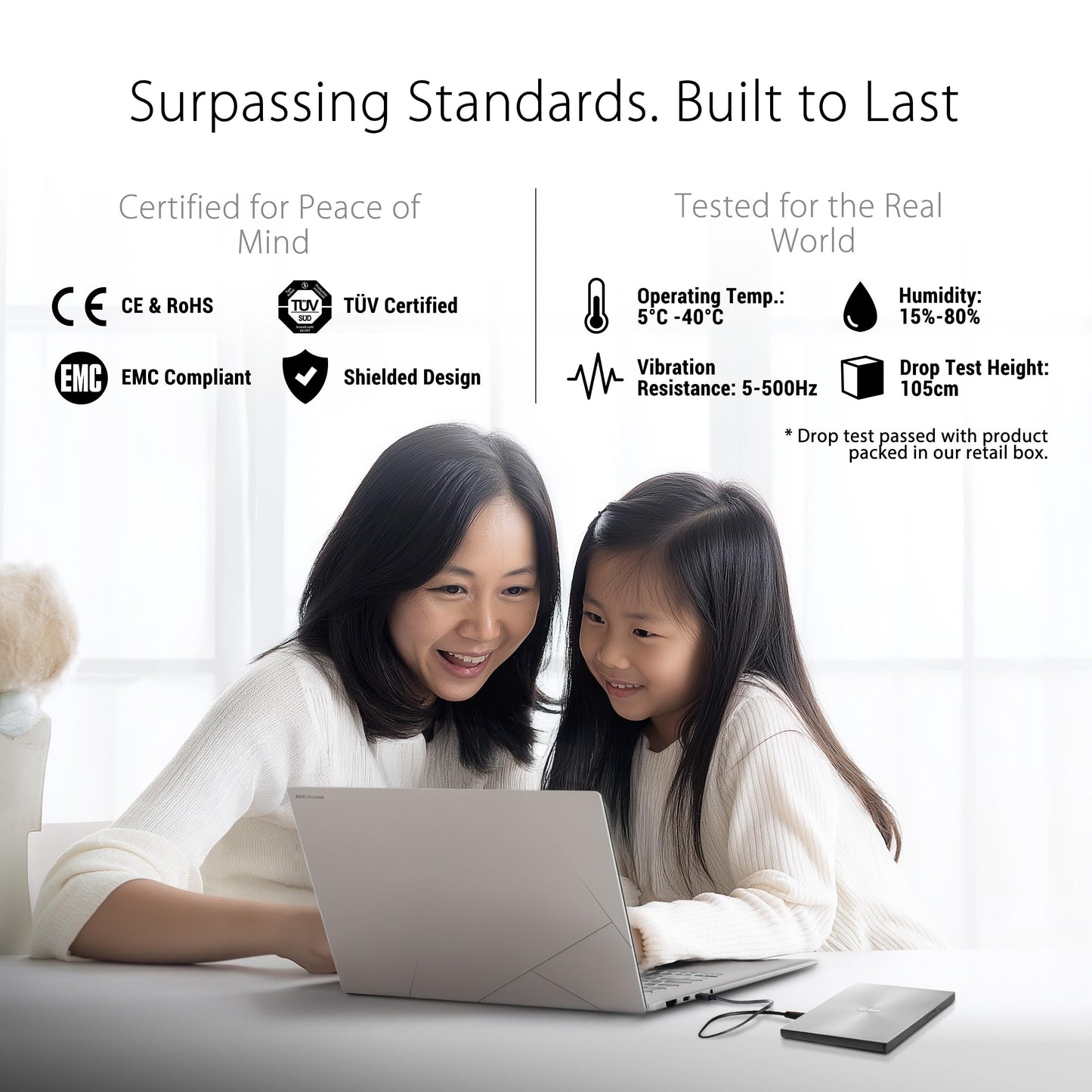 ASUS SDRW-08U9M-U/SIL/G/AS/P2G 13mm External DVD Writer, Compatible with USB 2.0 and Type-C for Both Mac/PC
